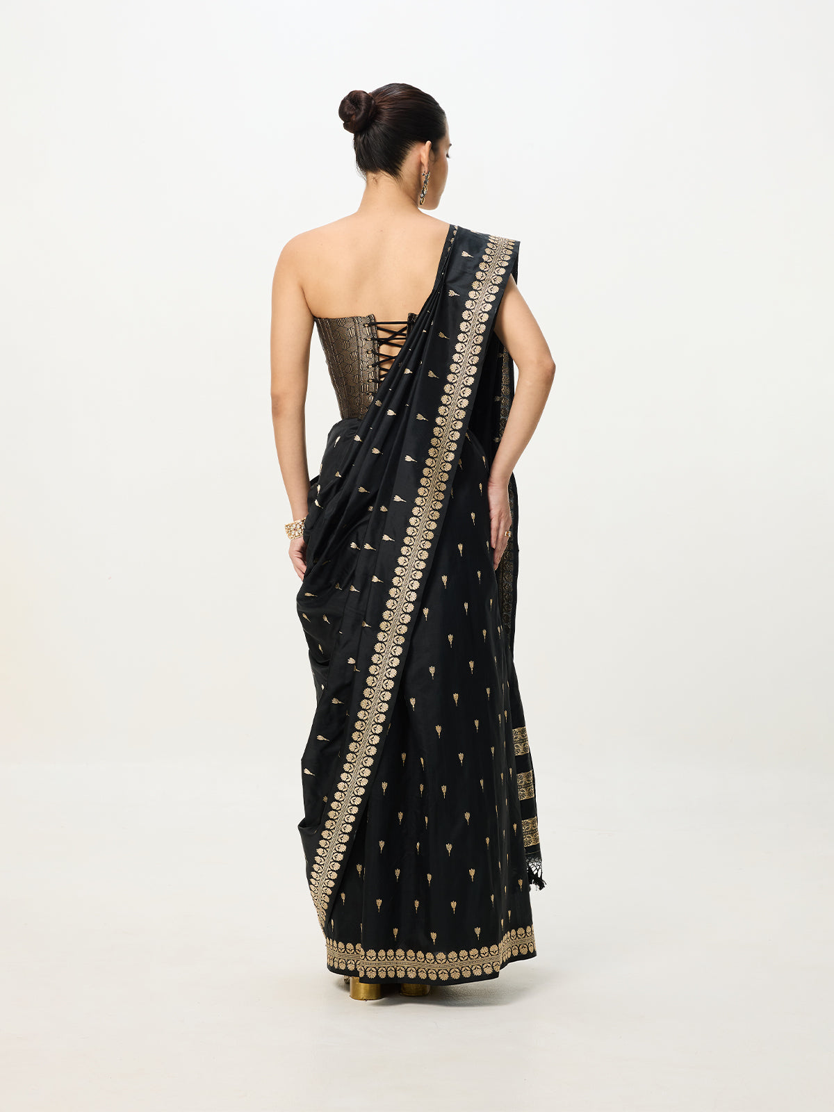 Handwoven Noir Black Cutwork Banarasi Saree
