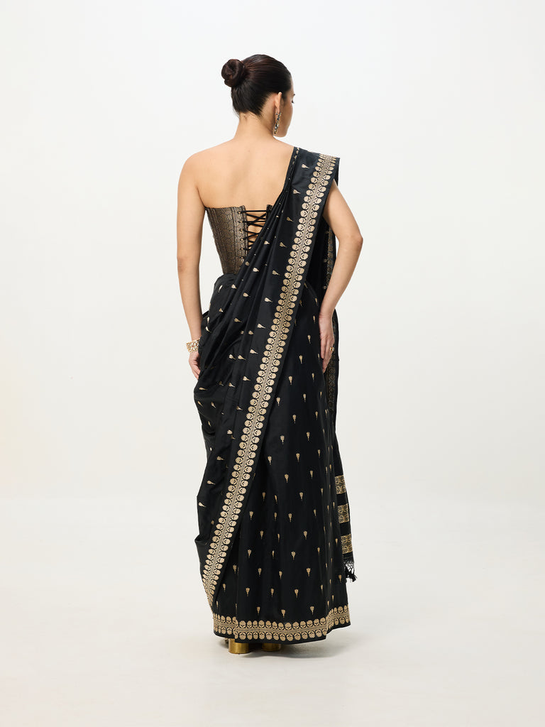 Handwoven Noir Black Cutwork Banarasi Saree