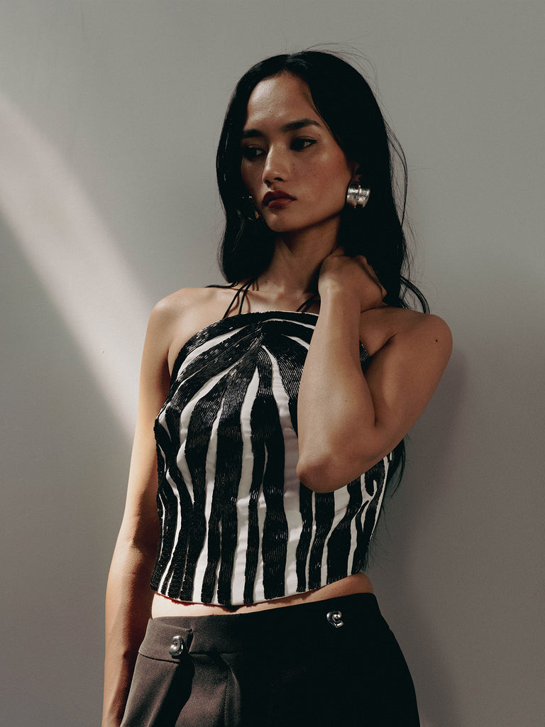 ZEBRA EMBROIDERED CORSET