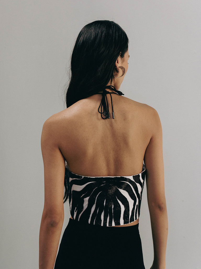 ZEBRA EMBROIDERED CORSET