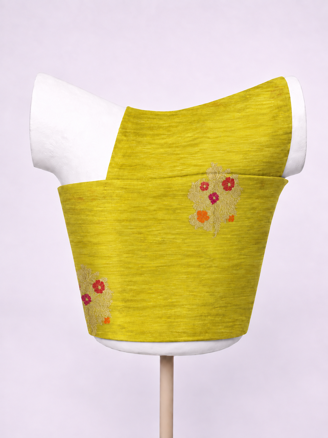 Handwoven Canary Yellow Cutwork Blouse Fabric