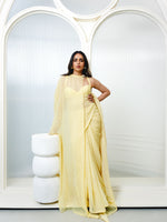 Butter Yellow Polka Dotted Saree