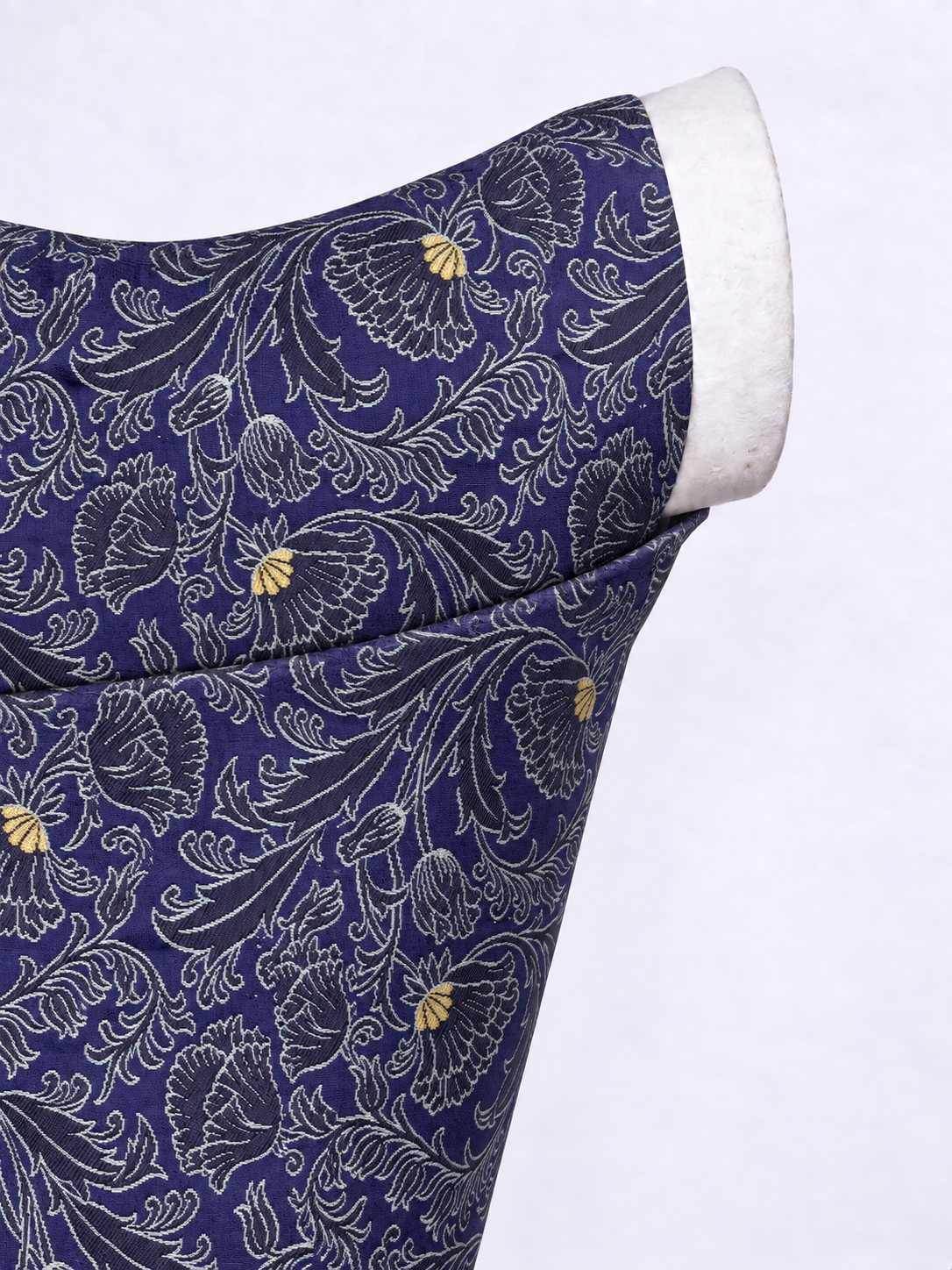 Handwoven Deep Blue Banarasi Emboss Blouse Fabric