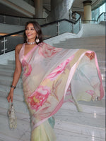 Handwoven Butter Yellow Printed Saree