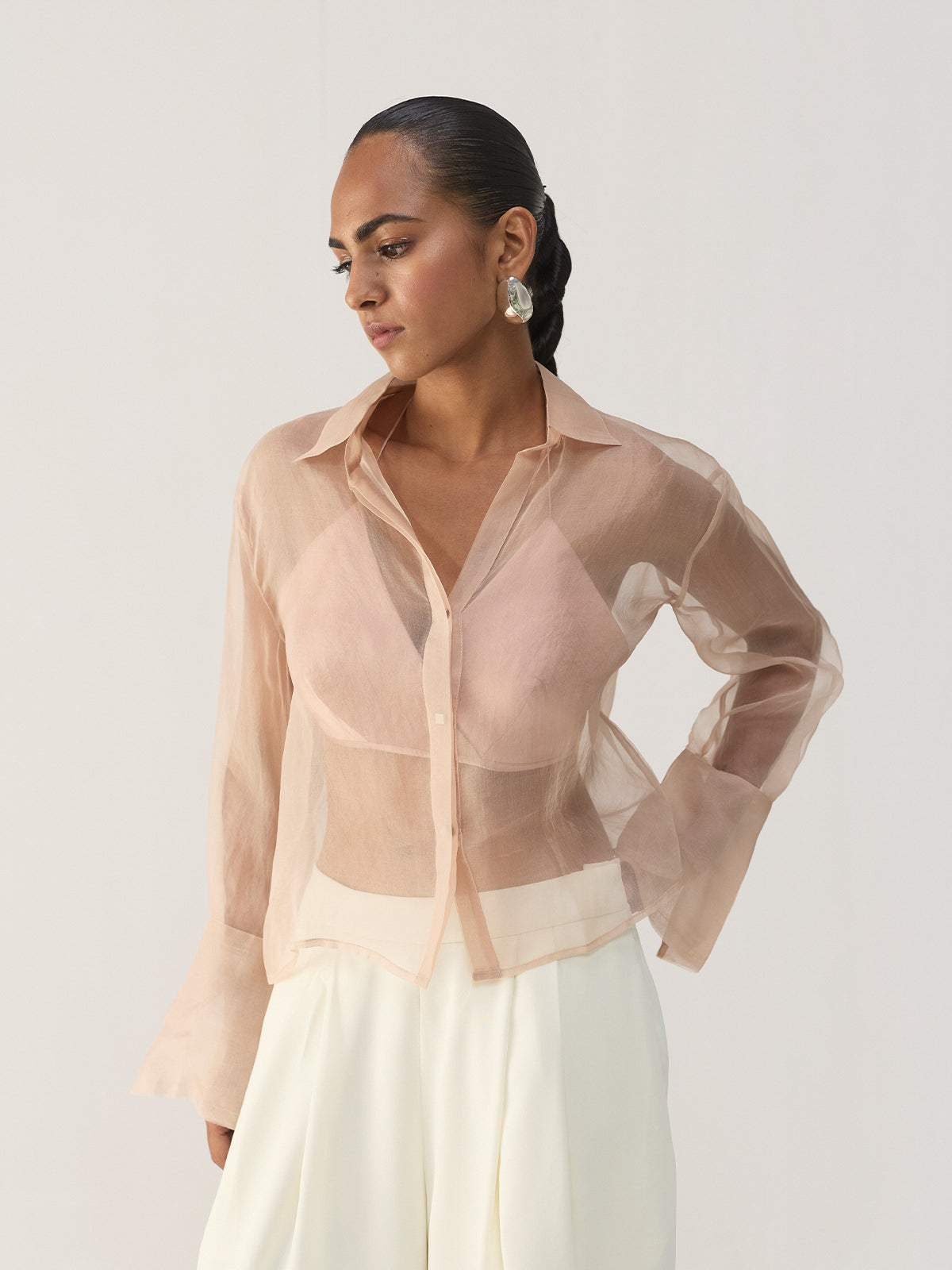 NUDE ORGANZA SHIRT