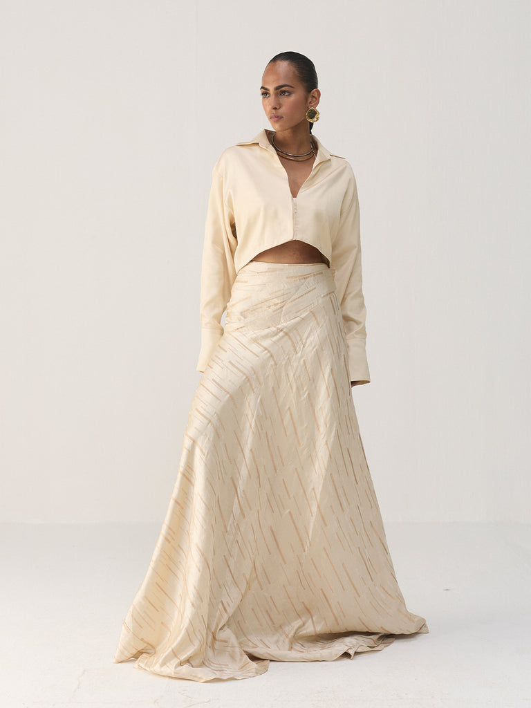 CREAM BIAS SKIRT WITH SHIRT