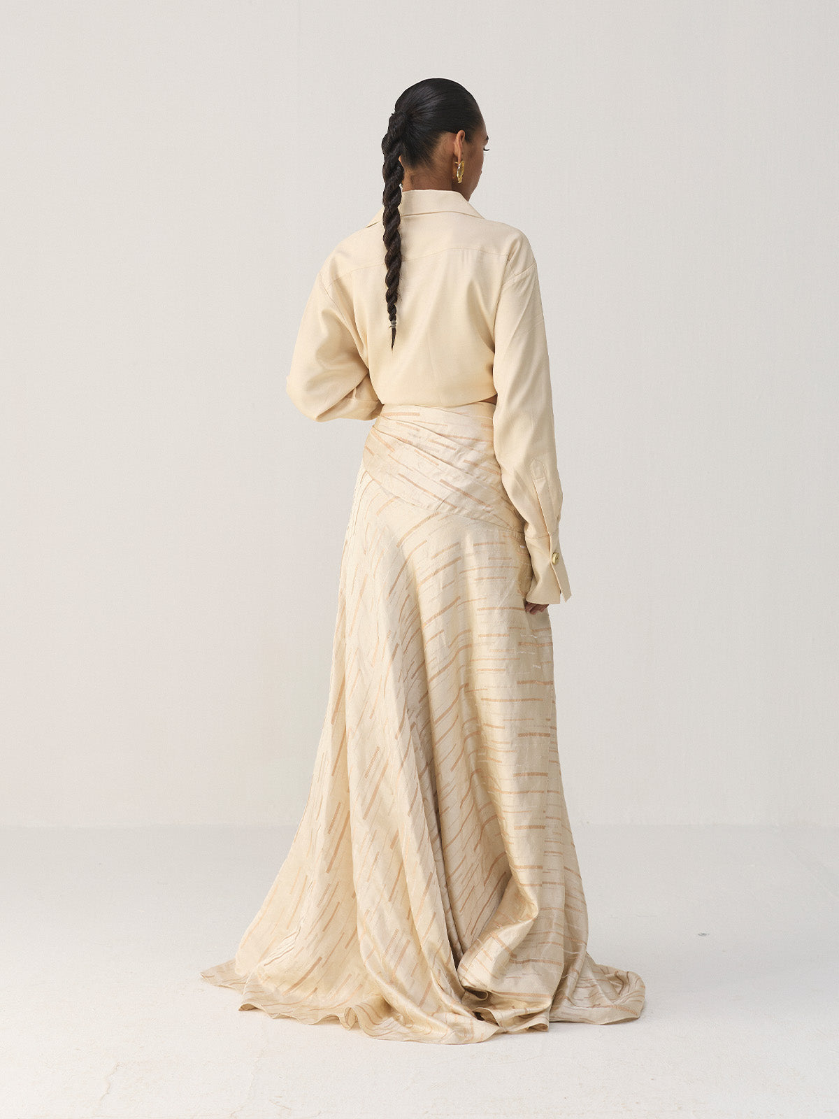 CREAM BIAS SKIRT WITH SHIRT