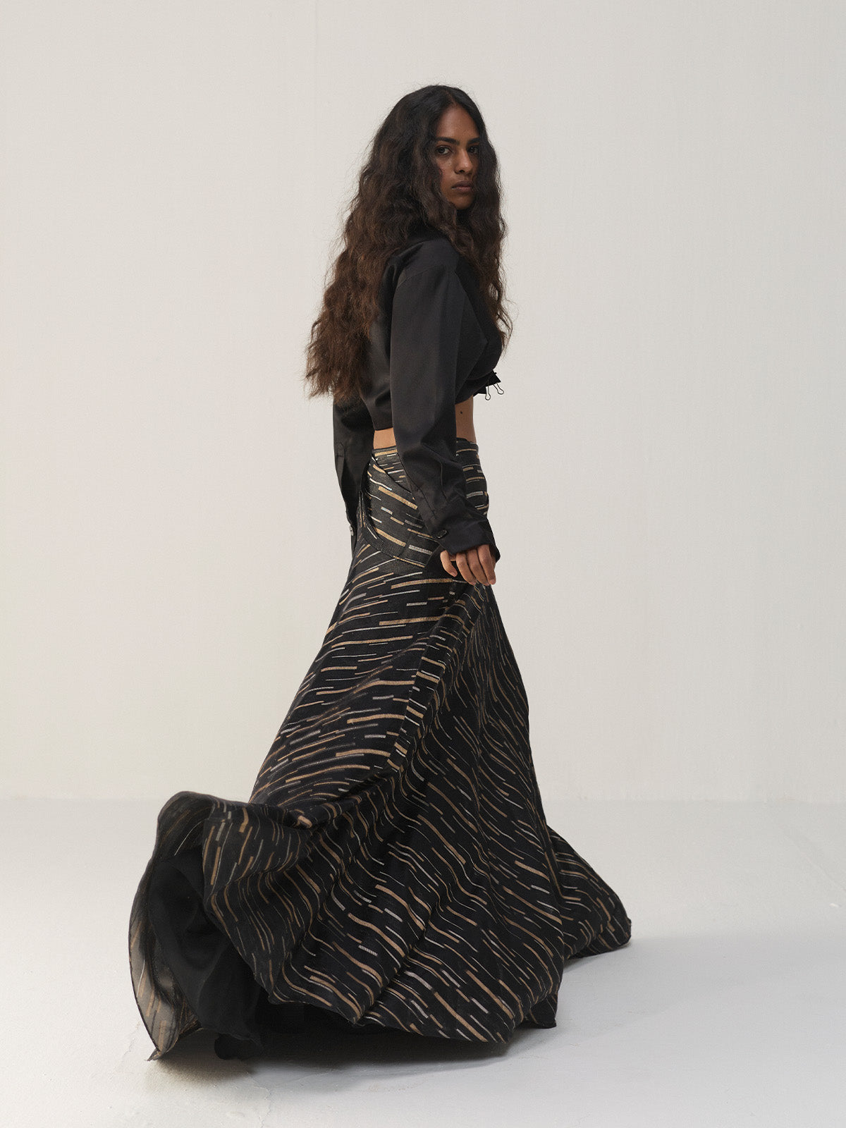 BLACK ONYX BIAS SKIRT WITH SHIRT