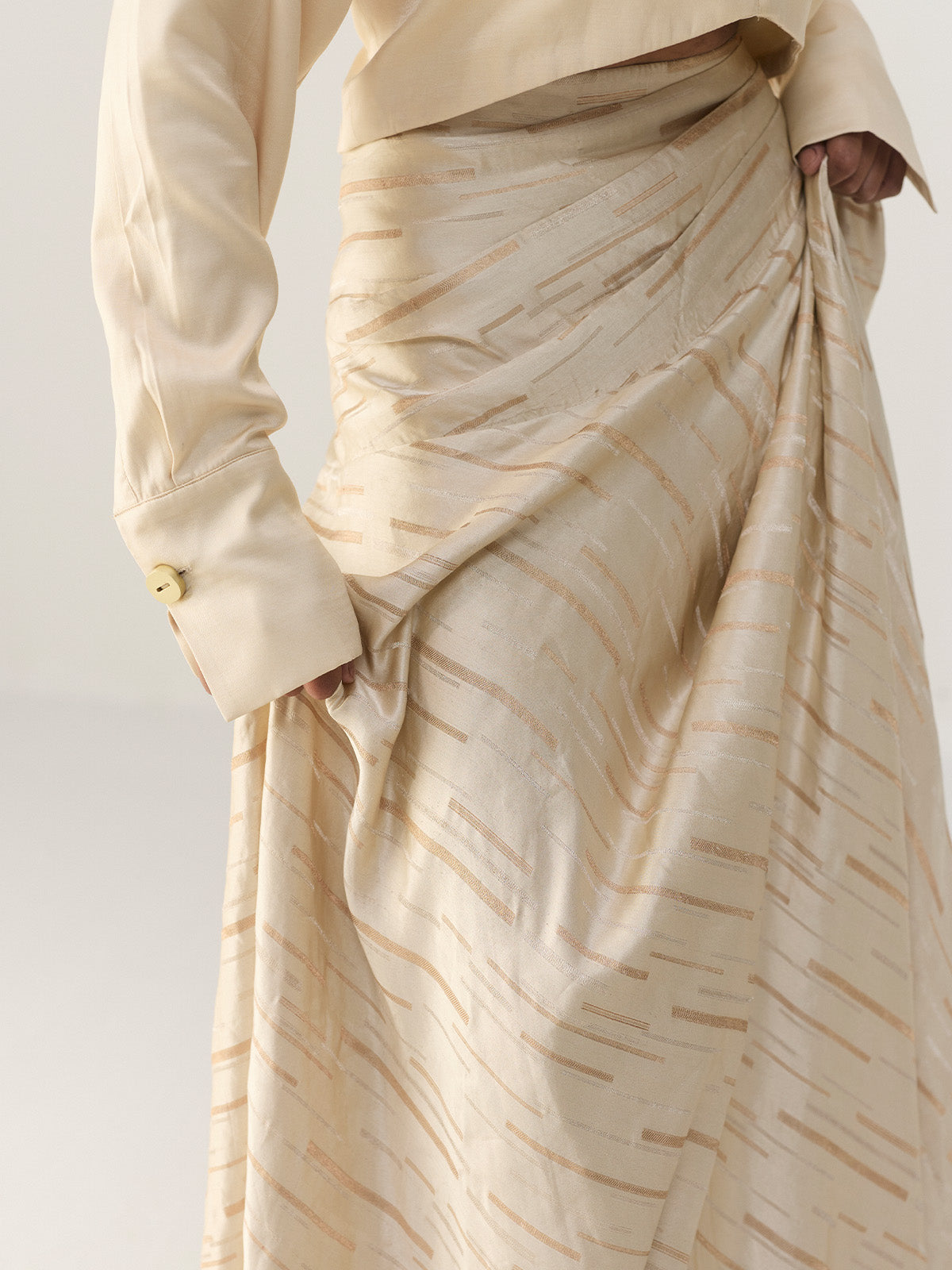 CREAM BIAS SKIRT WITH SHIRT