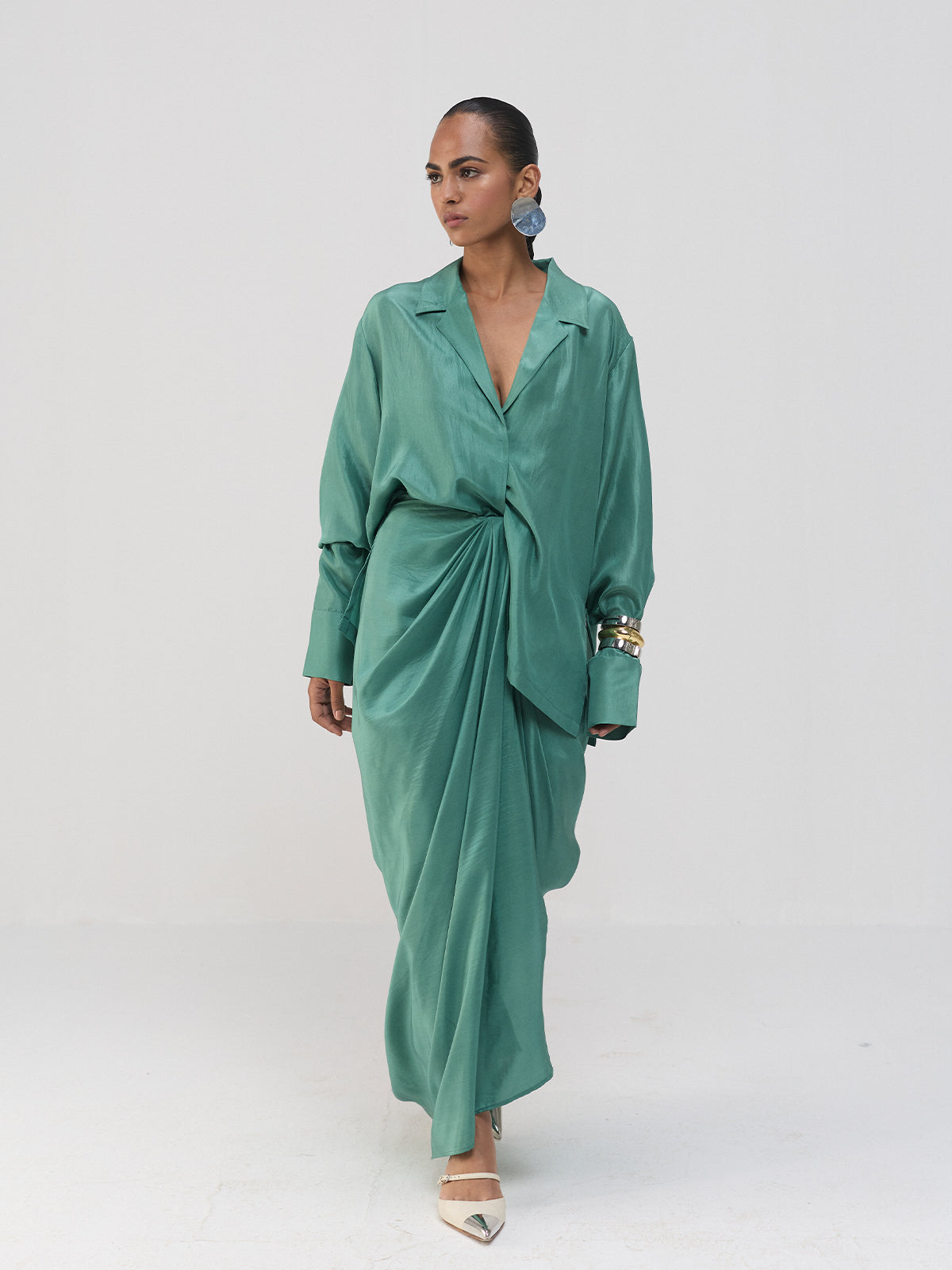 SEA GREEN SHIRT & SKIRT