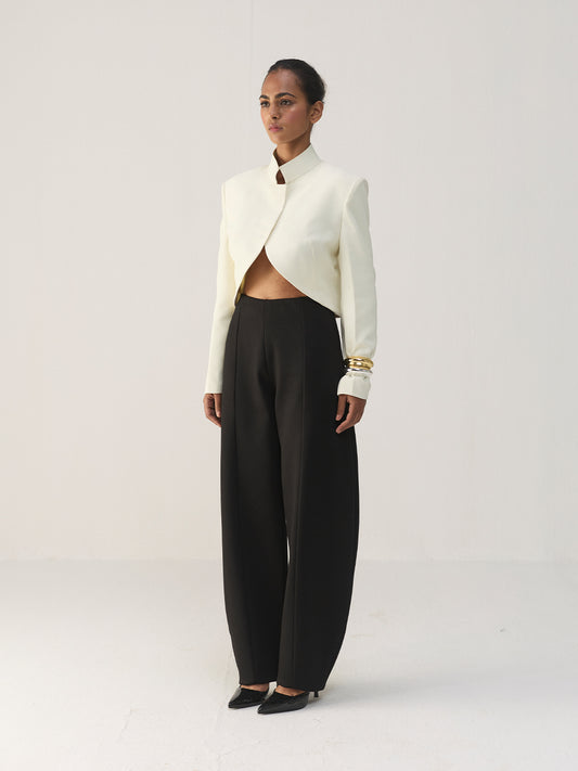 IVORY CRESCENT FRONT CROPPED JACKET