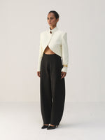 IVORY CRESCENT FRONT CROPPED JACKET