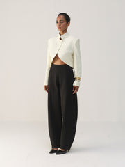 IVORY CRESCENT FRONT CROPPED JACKET
