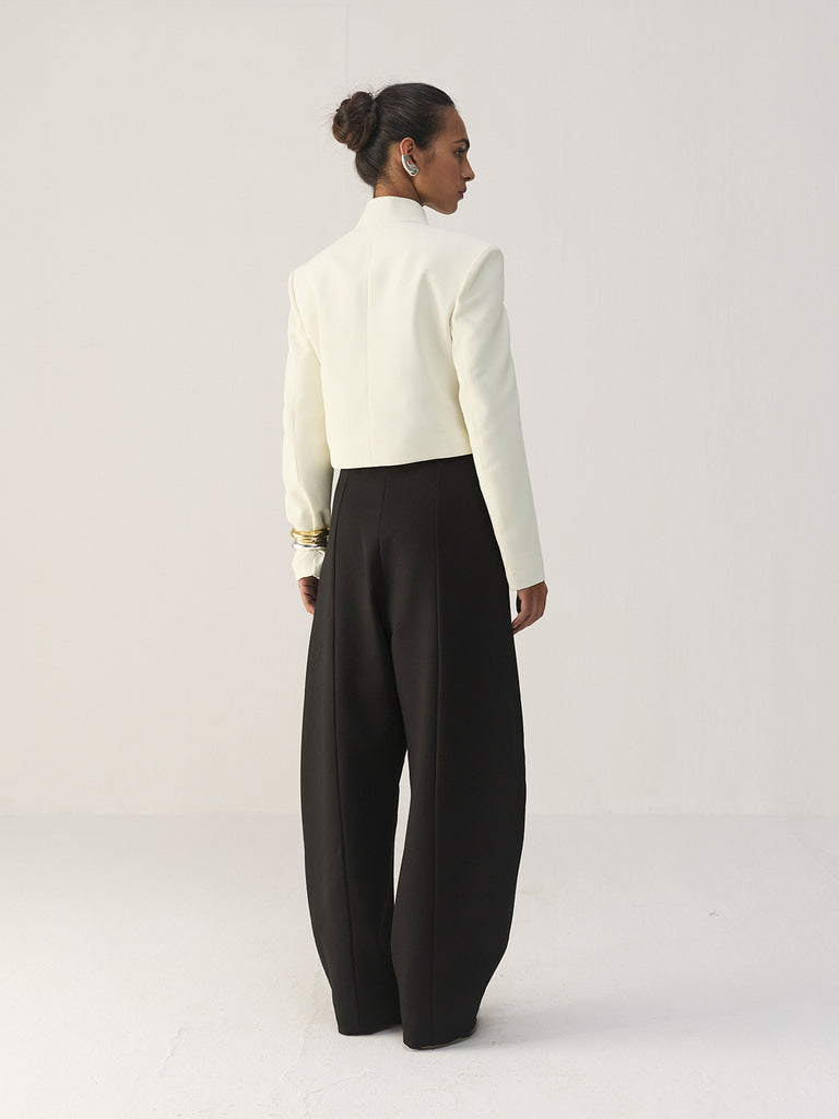 IVORY CRESCENT FRONT CROPPED JACKET