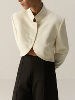 IVORY CRESCENT FRONT CROPPED JACKET