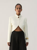 IVORY CRESCENT FRONT CROPPED JACKET