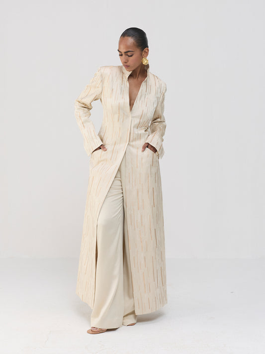 CREAM LONG JACKET SET