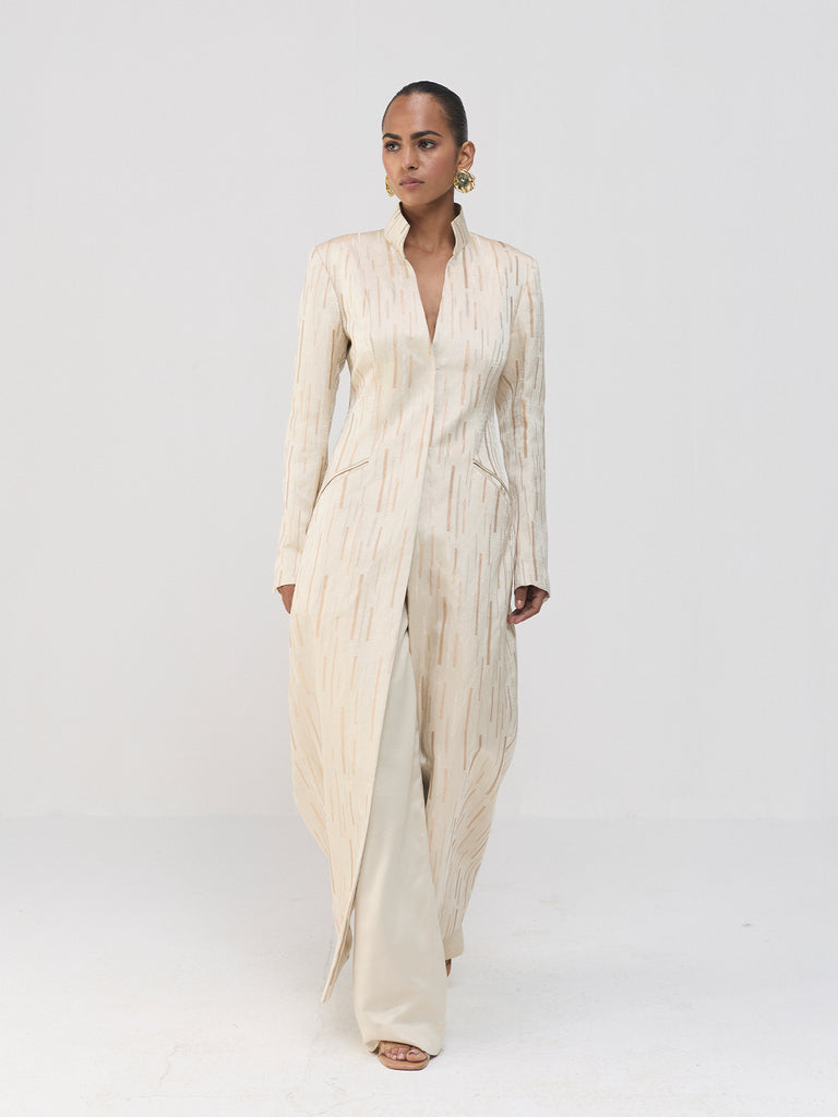 CREAM LONG JACKET SET