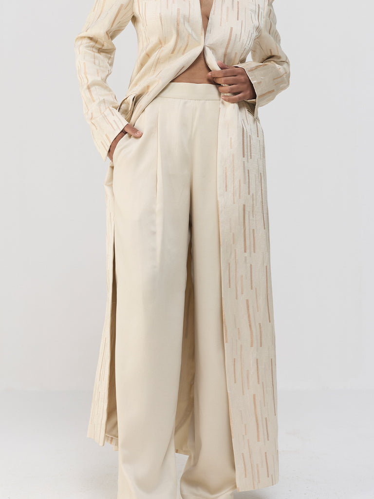 CREAM LONG JACKET SET