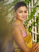 Alia Bhatt in Handwoven Yellow Silk Saree
