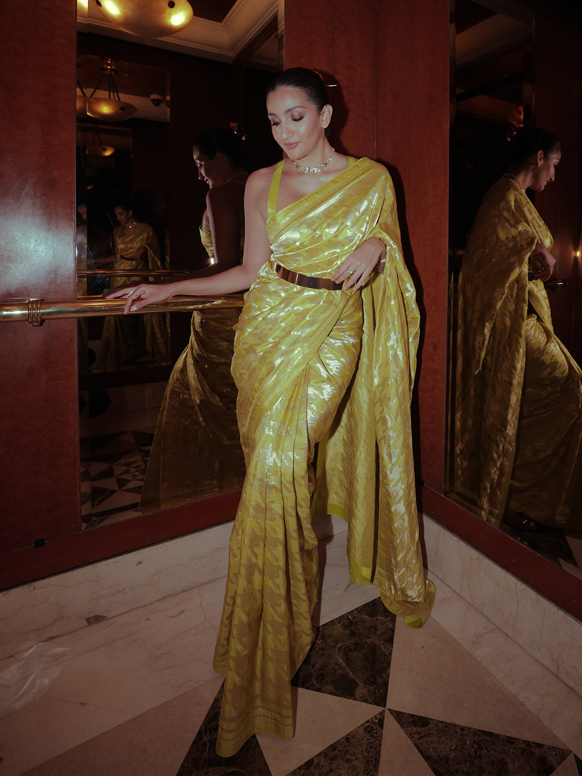 Aliya Amrin in Yellow Gerum Saree