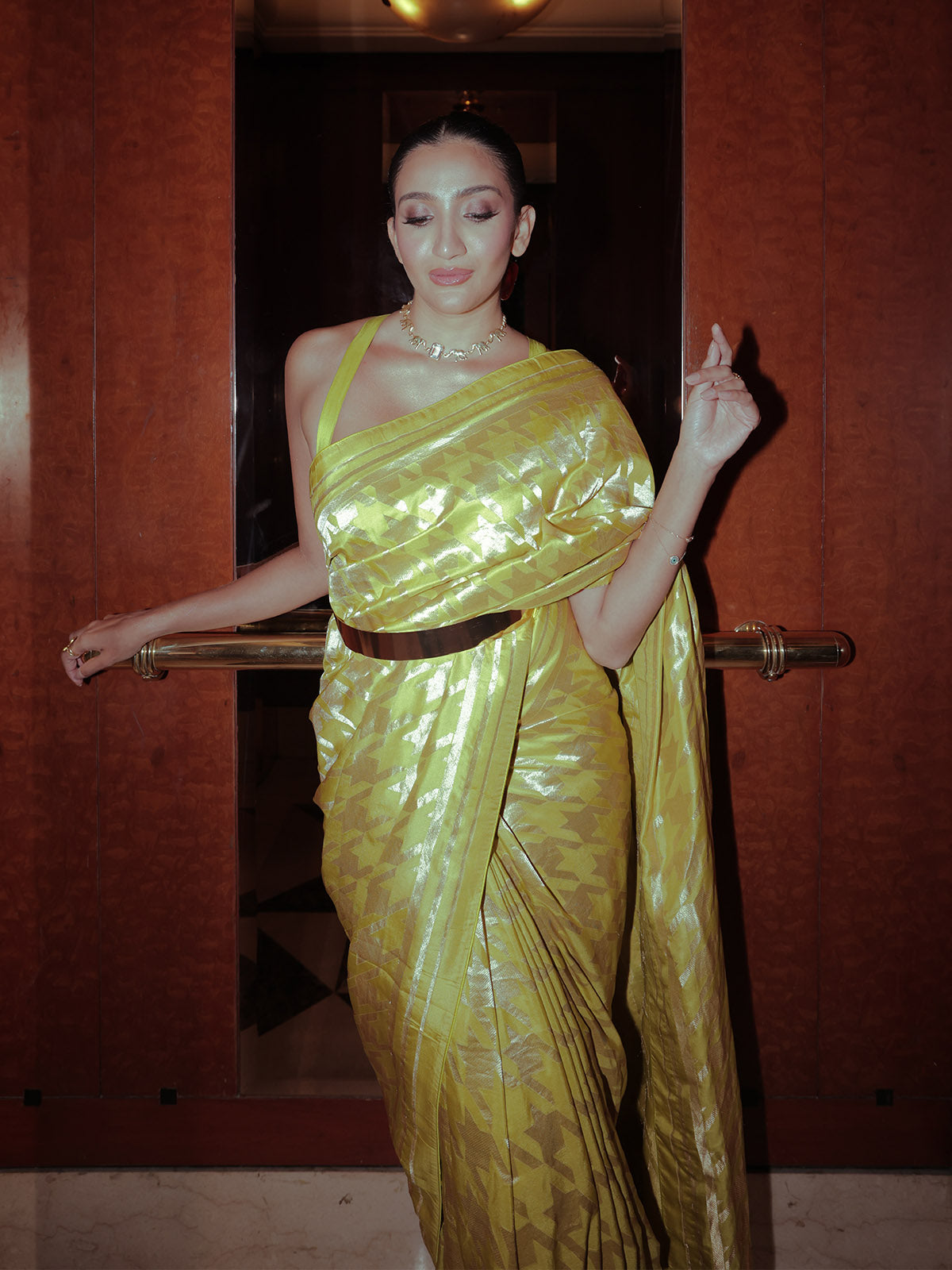 Aliya Amrin in Yellow Gerum Saree