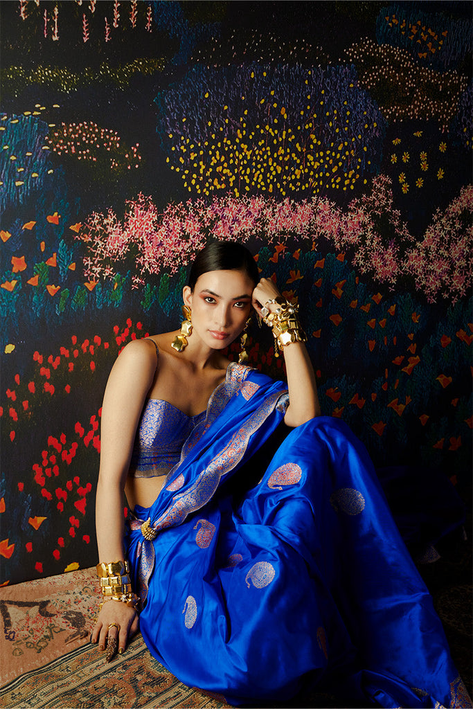 Handwoven Blue Silk Saree
