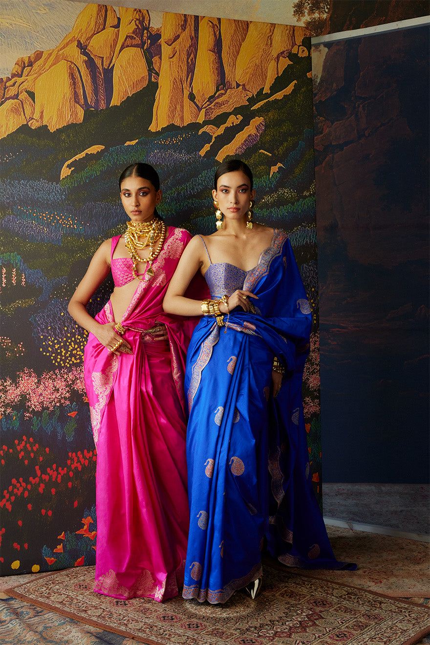 Sobhita Dhulipala In Handwoven Blue Silk Saree