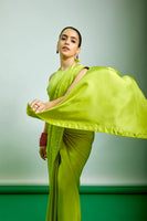 Handwoven Lime Green Silk Saree