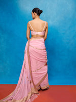 Handwoven Pink Chiffon Banarasi Saree