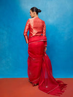 Handwoven Red Kora Banarasi Saree