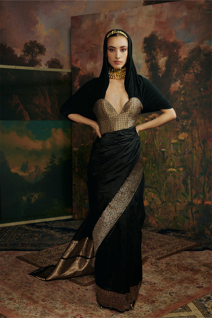 Handwoven Black Silk Saree