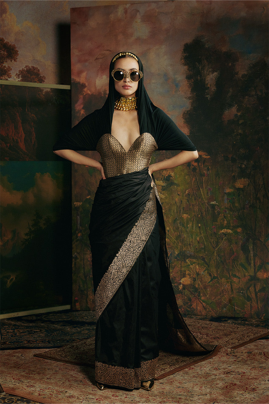 Handwoven Black Silk Saree