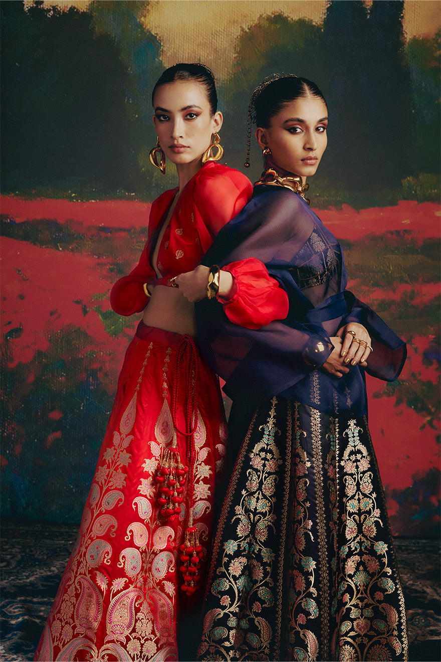 Aishwarya Lekshmi In Handwoven Deep Blue Silk Lehenga