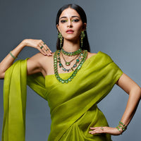 Handwoven Moss Green Organza Saree