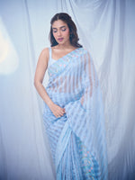 Bhumi Pednekar in Handwoven Blue Tissue Embroidered Saree