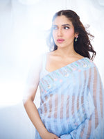 Bhumi Pednekar in Handwoven Blue Tissue Embroidered Saree