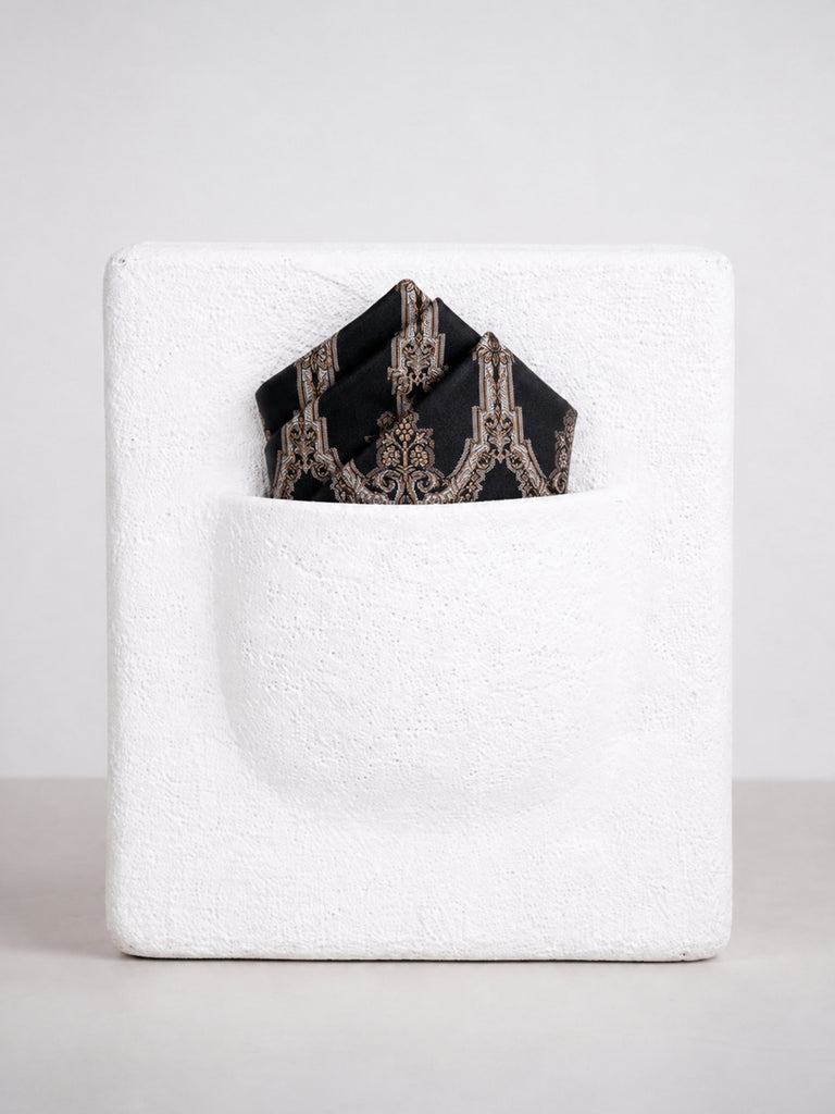 Tar Black Banarasi Pocket Square