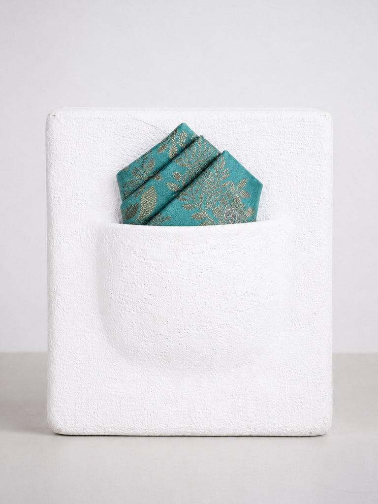 Aqua Blue Banarasi Pocket Square