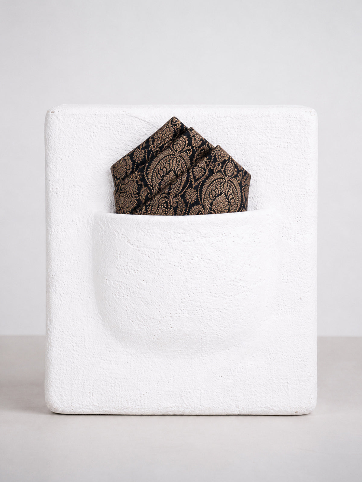 Noir Black Banarasi Pocket Square
