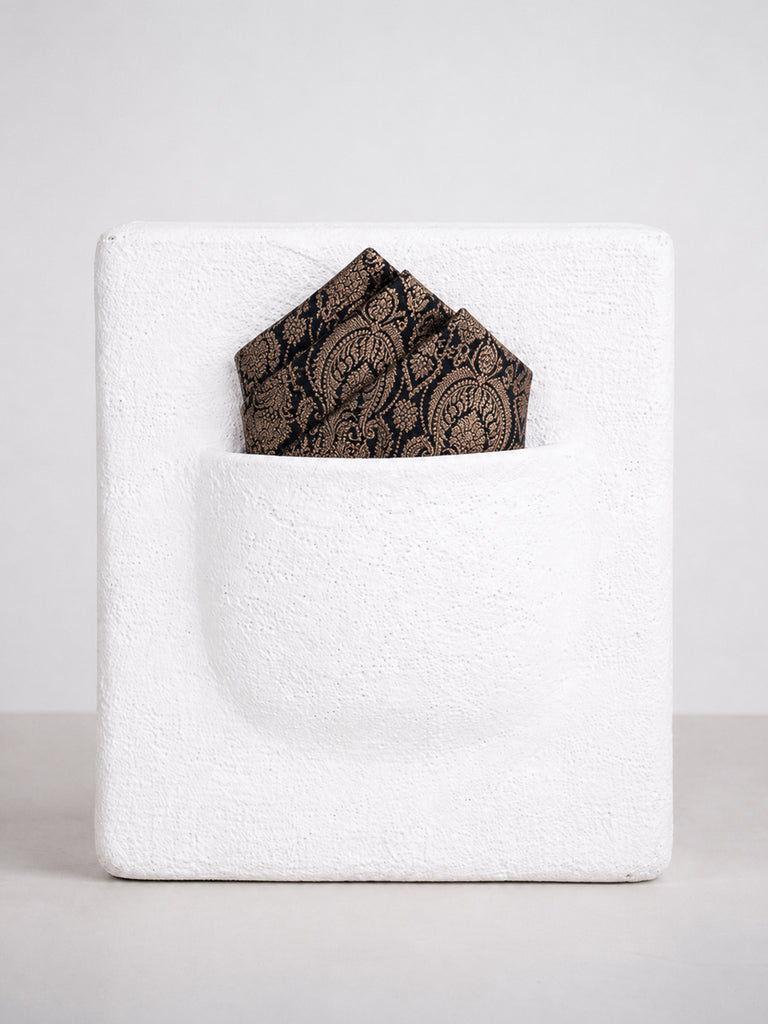 Noir Black Banarasi Pocket Square