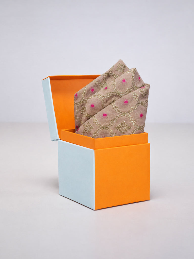 Ivory Blush Banarasi Pocket Square