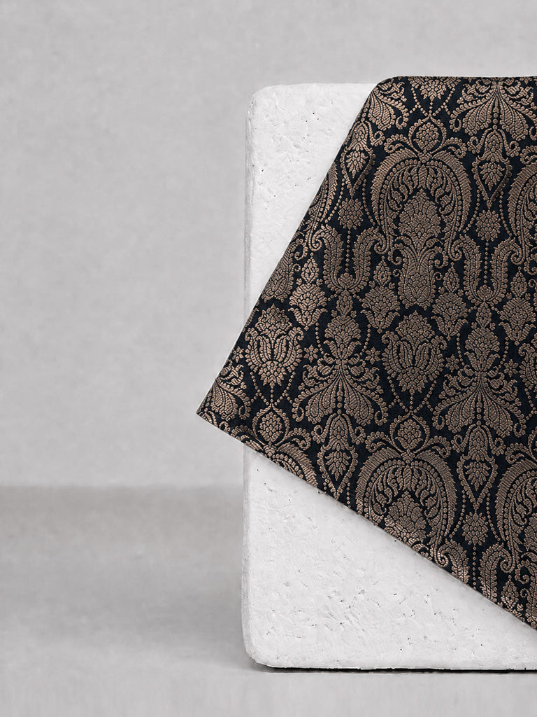 Noir Black Banarasi Pocket Square