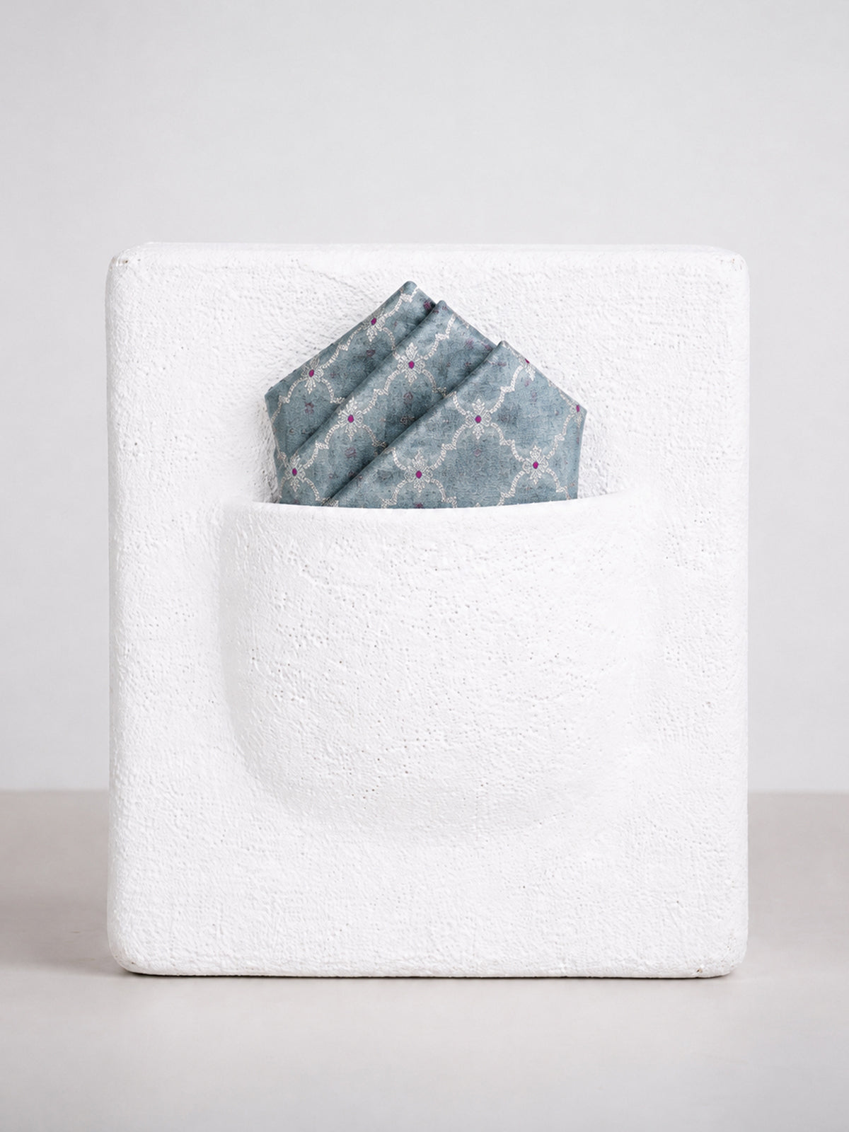 Dusty Grey Banarasi Pocket Square