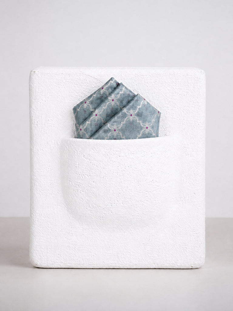 Dusty Grey Banarasi Pocket Square