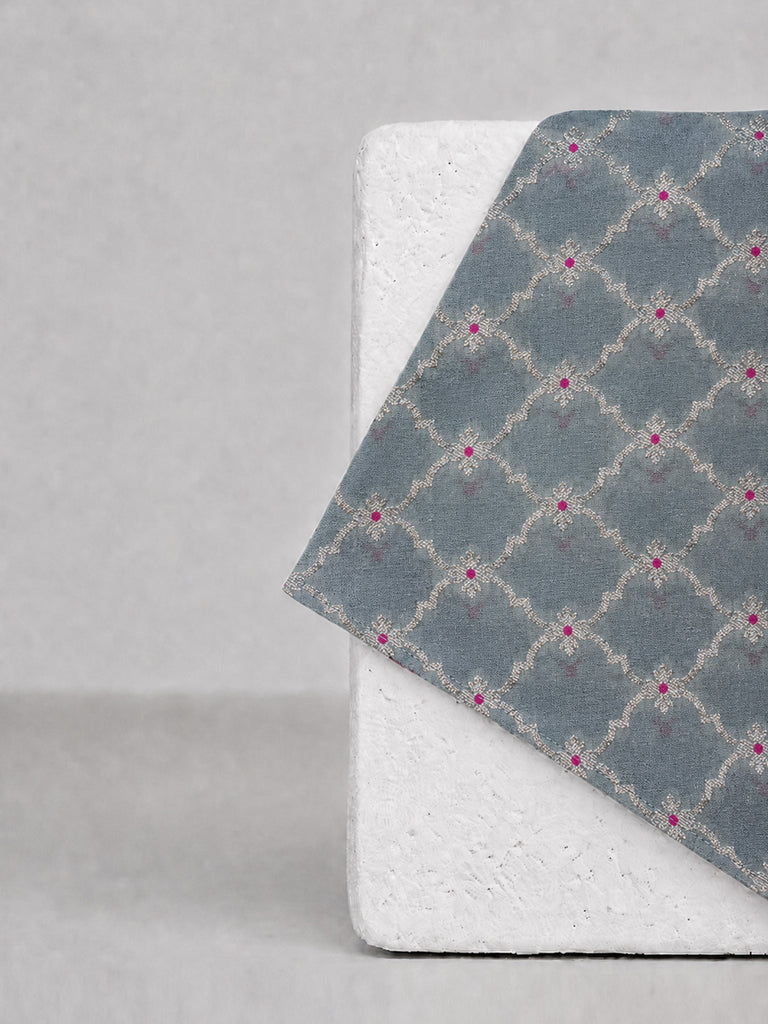 Dusty Grey Banarasi Pocket Square