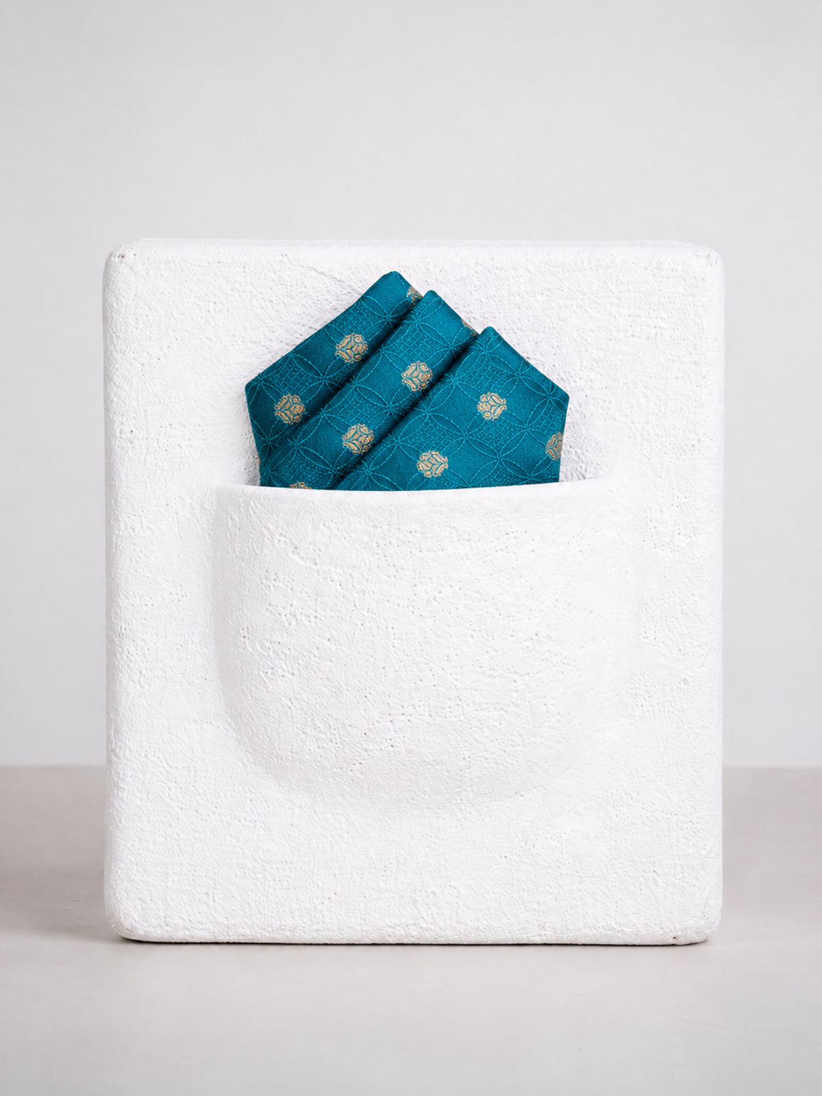 Teal Blue Banarasi Pocket Square