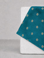 Teal Blue Banarasi Pocket Square