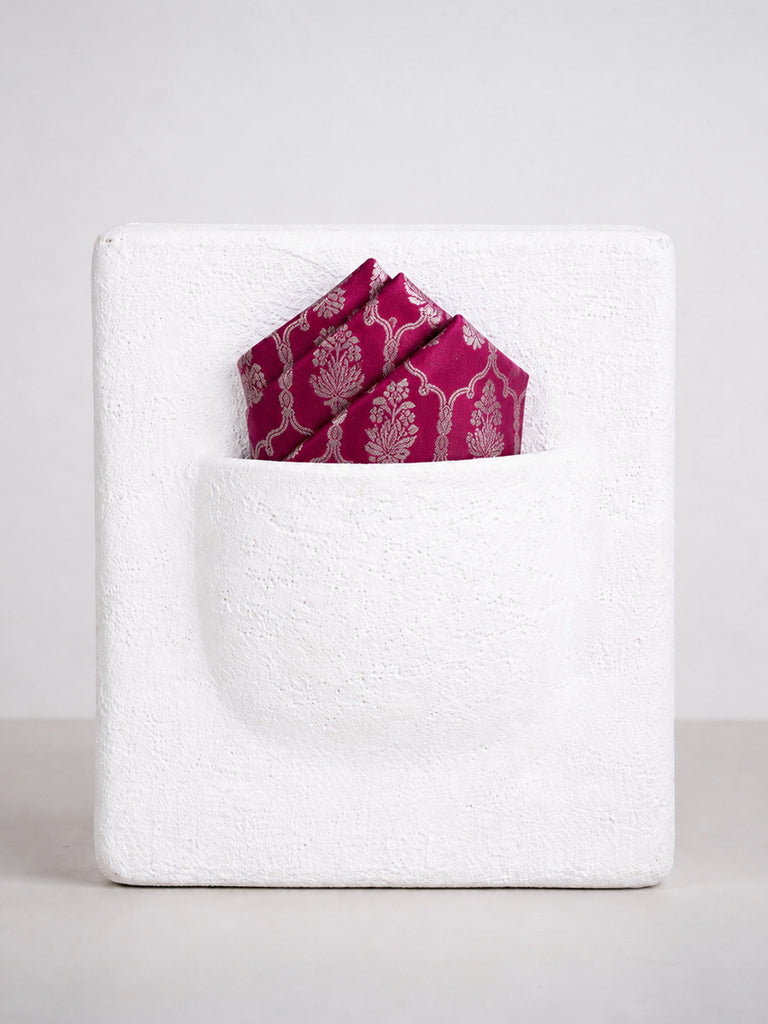 Dark Pink Banarasi Pocket Square