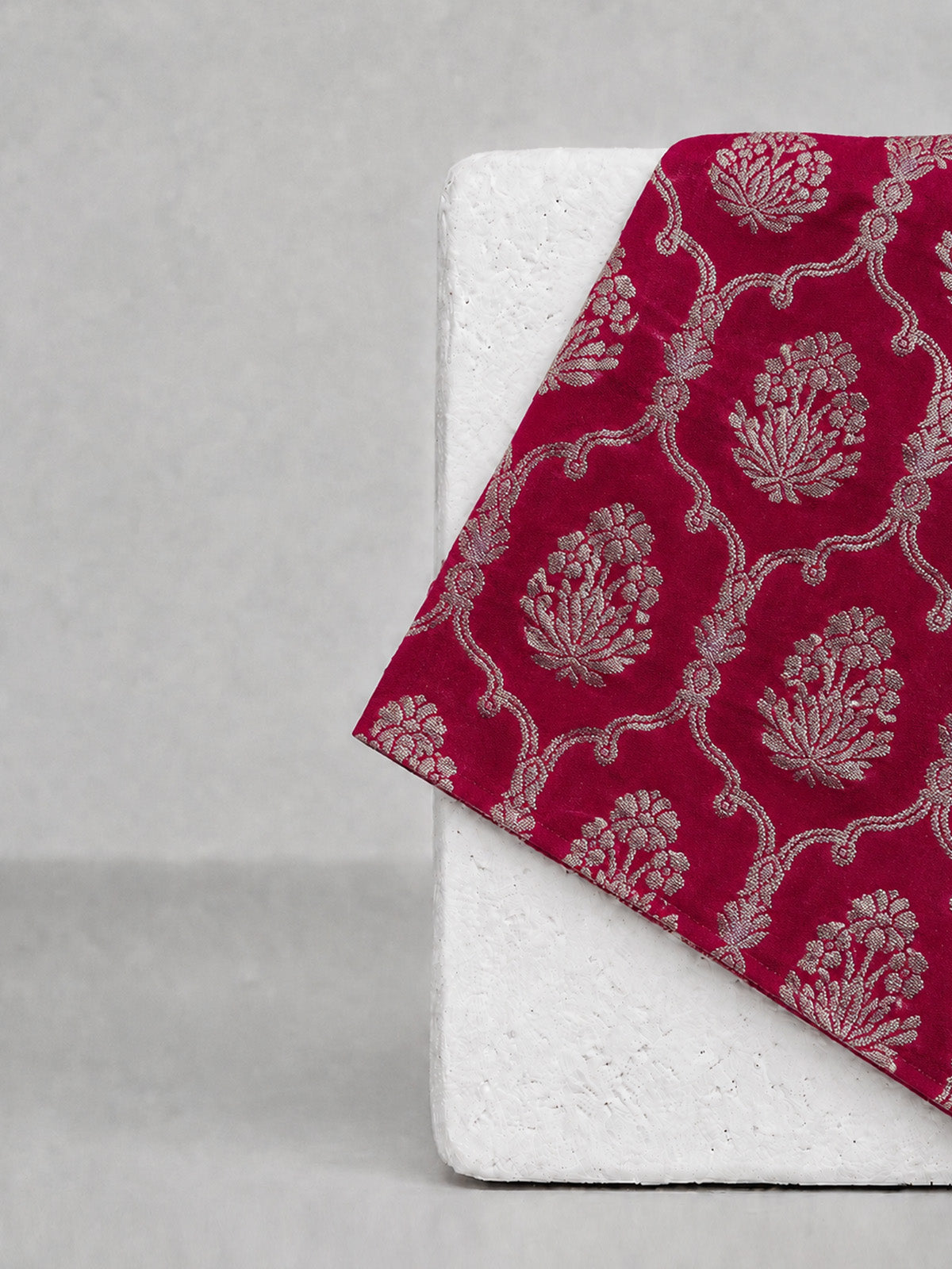 Dark Pink Banarasi Pocket Square